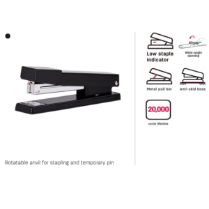STAPLER 20 SHEETS  24/6 & 26/6  FULL STRIP BLACK