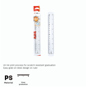 PS RULER EASY GRAB 20CM TRANSPARENT
