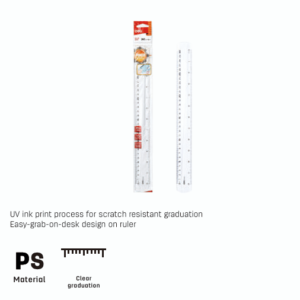 PS RULER EASY GRAB 30CM TRANSPARENT