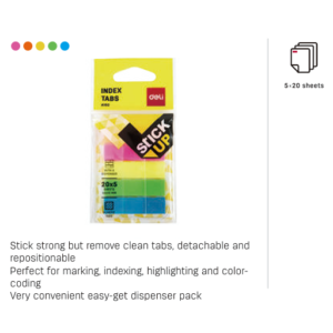 INDEX TAB 45X12MM (5X20 SHEETS) (ASST) (1X24) PLASTIC TAB