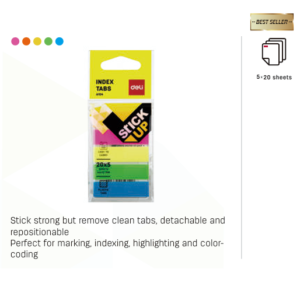 INDEX TAB 44X12MM (5X20 SHEETS) (ASST) (1X24)  PLASTIC TAB