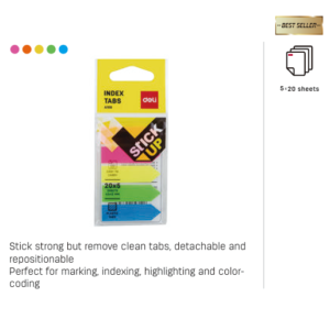 INDEX TAB 43X12MM (5X20 SHEETS) (ASST) (1X24) (ARROW) PLASTIC TAB